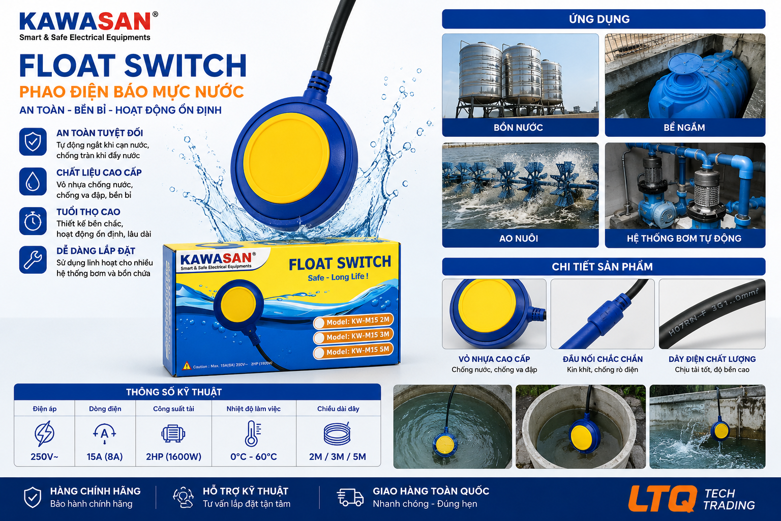 Phao Điện Báo Mực Nước KAWASAN KW-M15 - góc nhìn 2