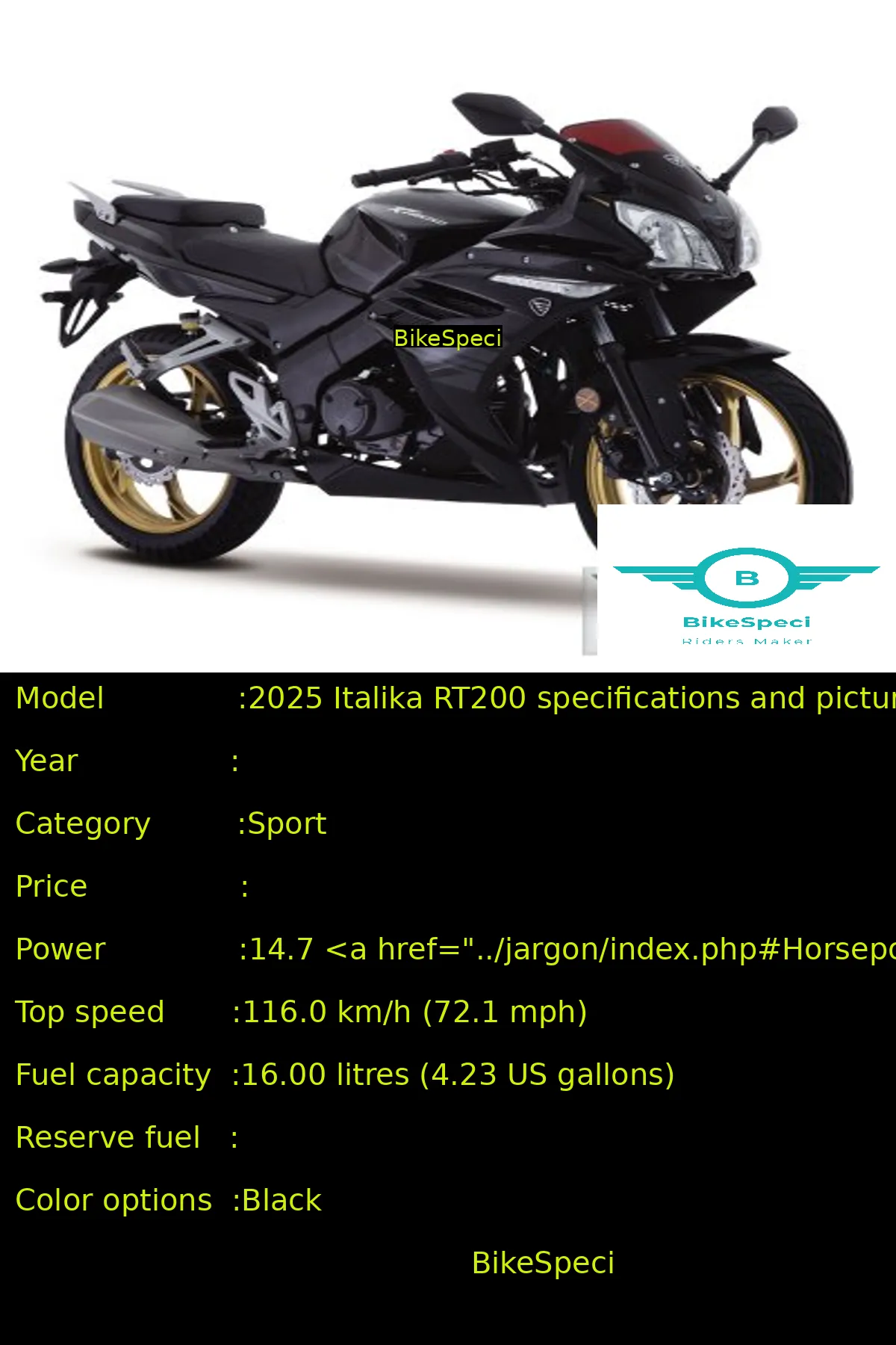 2025 Italika RT200 sport bike 2025 Italika RT200 sport bike side profile