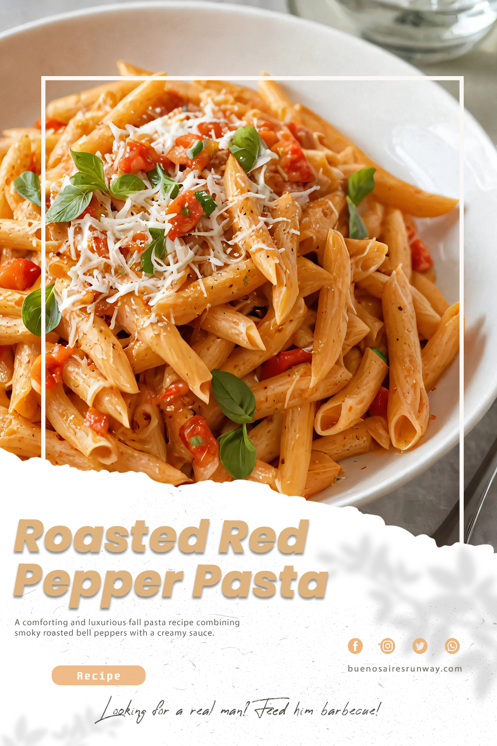 Roasted Red Pepper Pasta with Cream Sauce