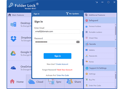 Folder Lock iPhone protected login screen for master password access