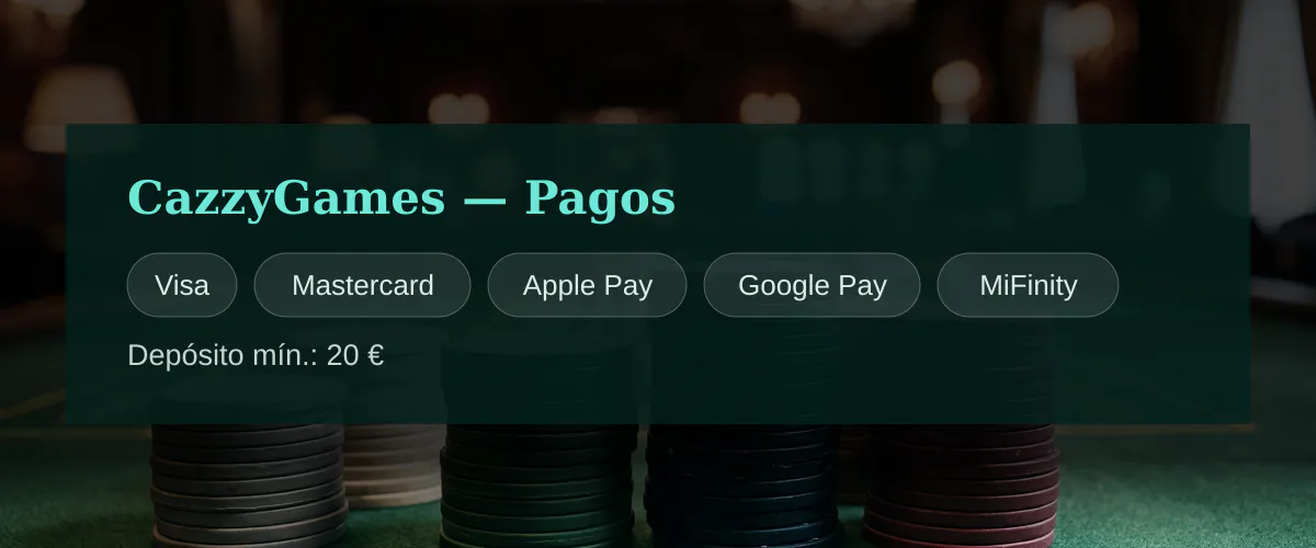 CazzyGames - Pagos: Visa, Mastercard, Apple Pay, Google Pay, MiFinity
