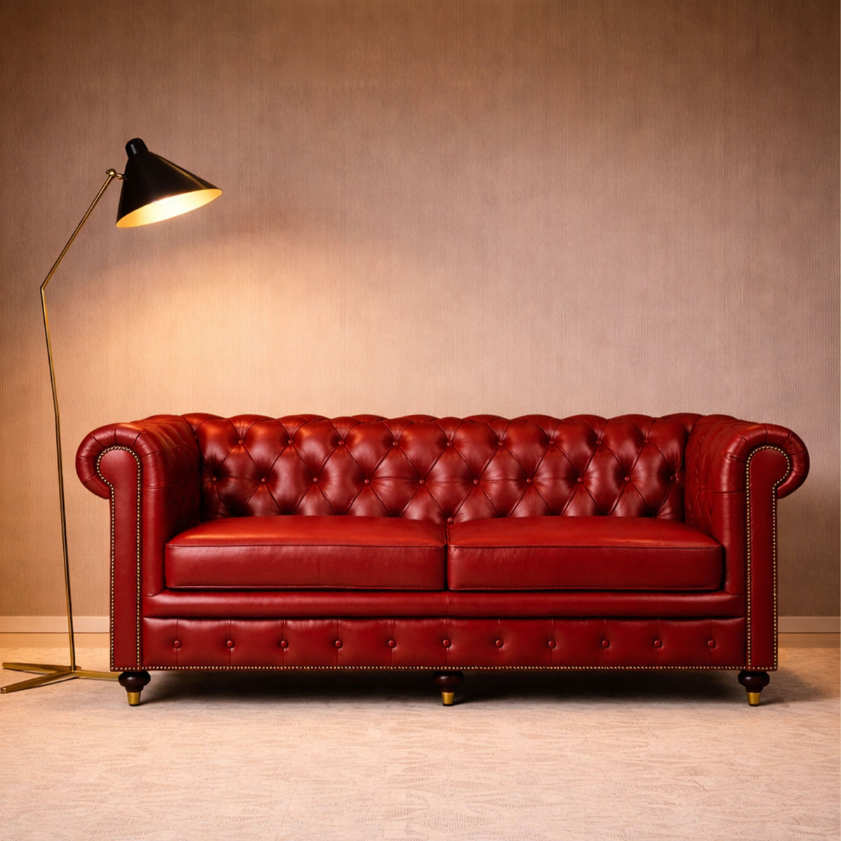 Chesterfield Genuine Leather 3-Seater Sofa