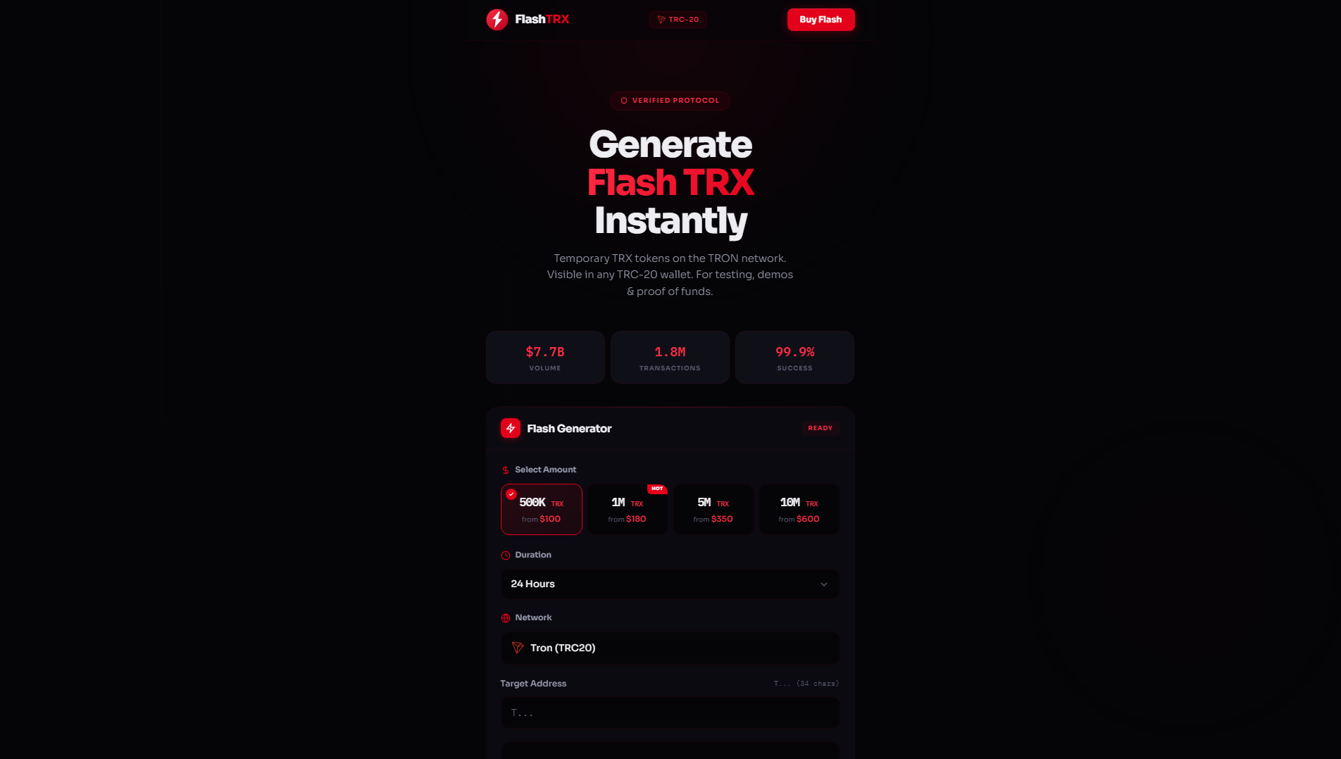 Stored capture of getflashtrx.net
