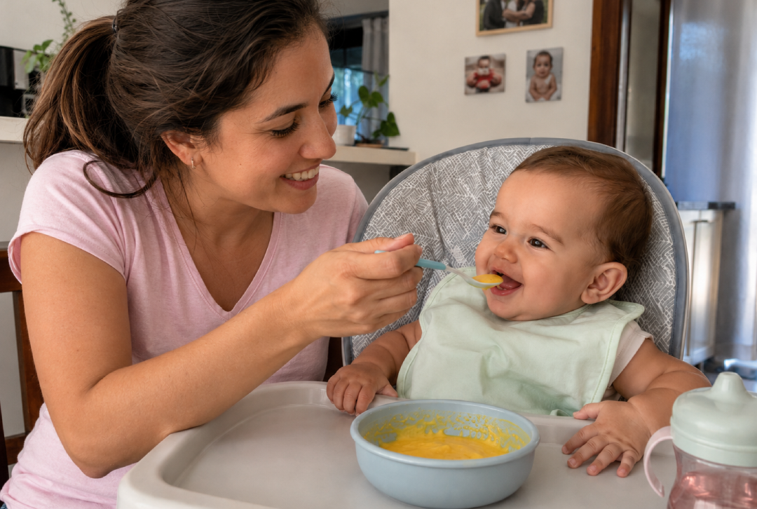 Mãe preocupada com a alimentação do bebê