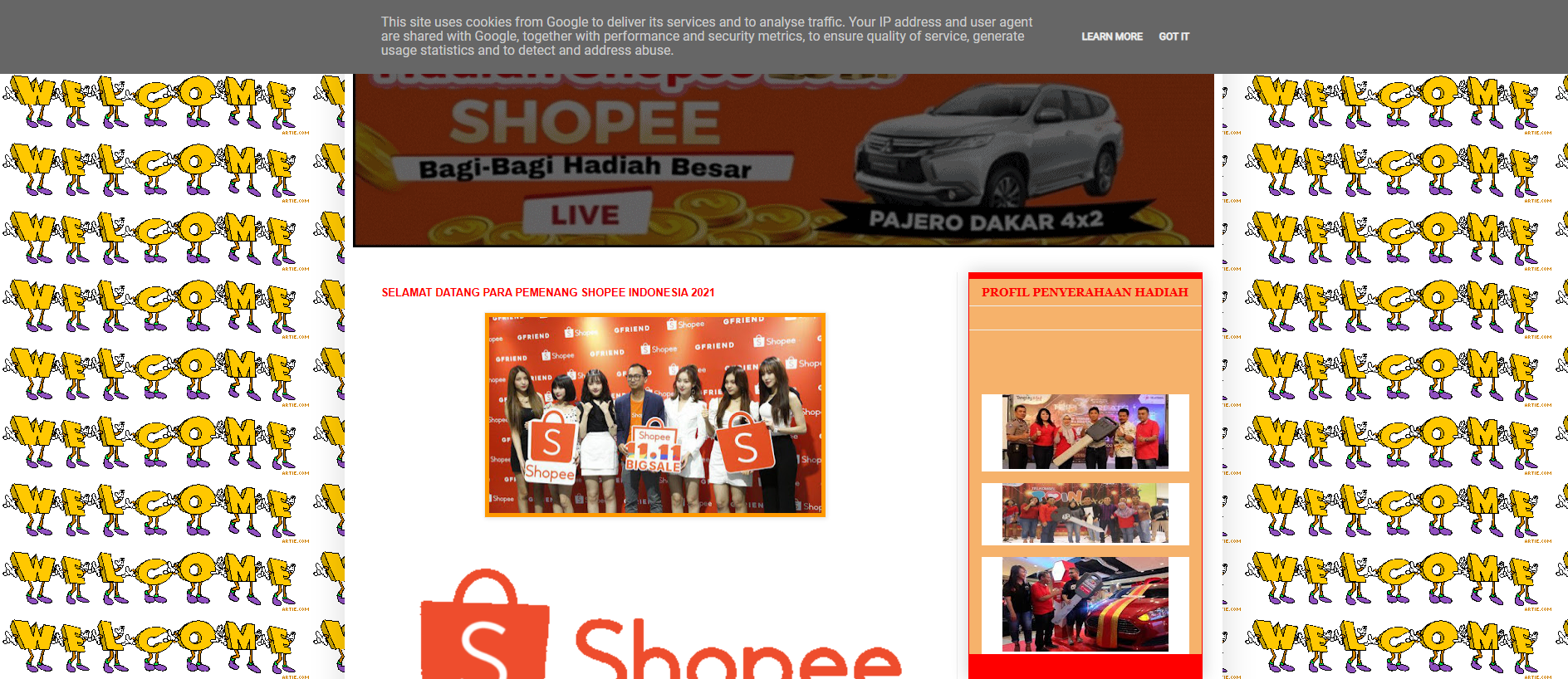 Forensic screenshot of big-shop45.blogspot.com showing the phishing page layout