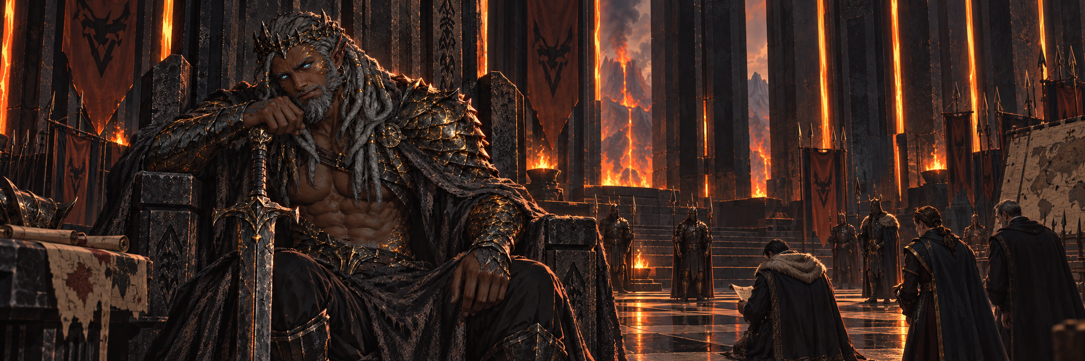 Kaelzar Drakemorne presiding over the Ember Hall