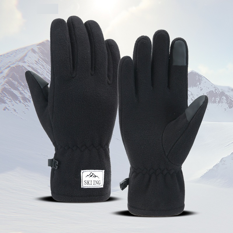Black Winter Thermal Touchscreen Gloves - Outdoor Cycling Skiing Driving Windproof Full Finger Warm Gloves-Dual-Touchscreen Design, Fleece-Lined for Warmth