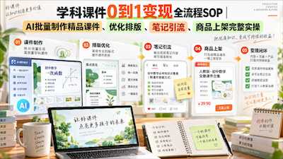 学科课件0到1变现全流程SOP：AI批量制作、排版优化与上架实操-阿甘项目库