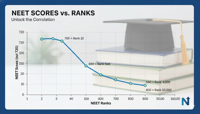 A graph showing NEET scores versus ranks