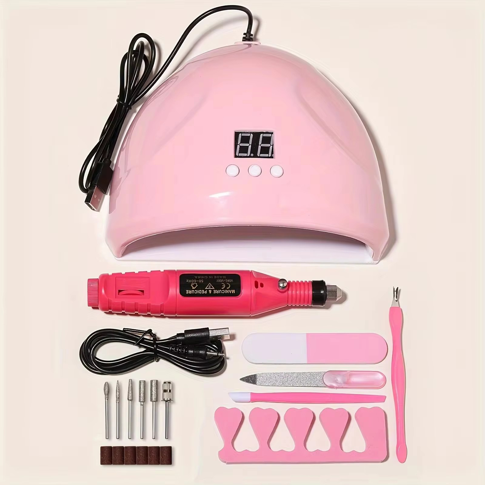 Kit Profesional De Esmeriladora Eléctrica USB Para Uñas Con Lámpara LED UV Para Manicura Y Secado De Gel Conjunto De Inicio Para Acrílico