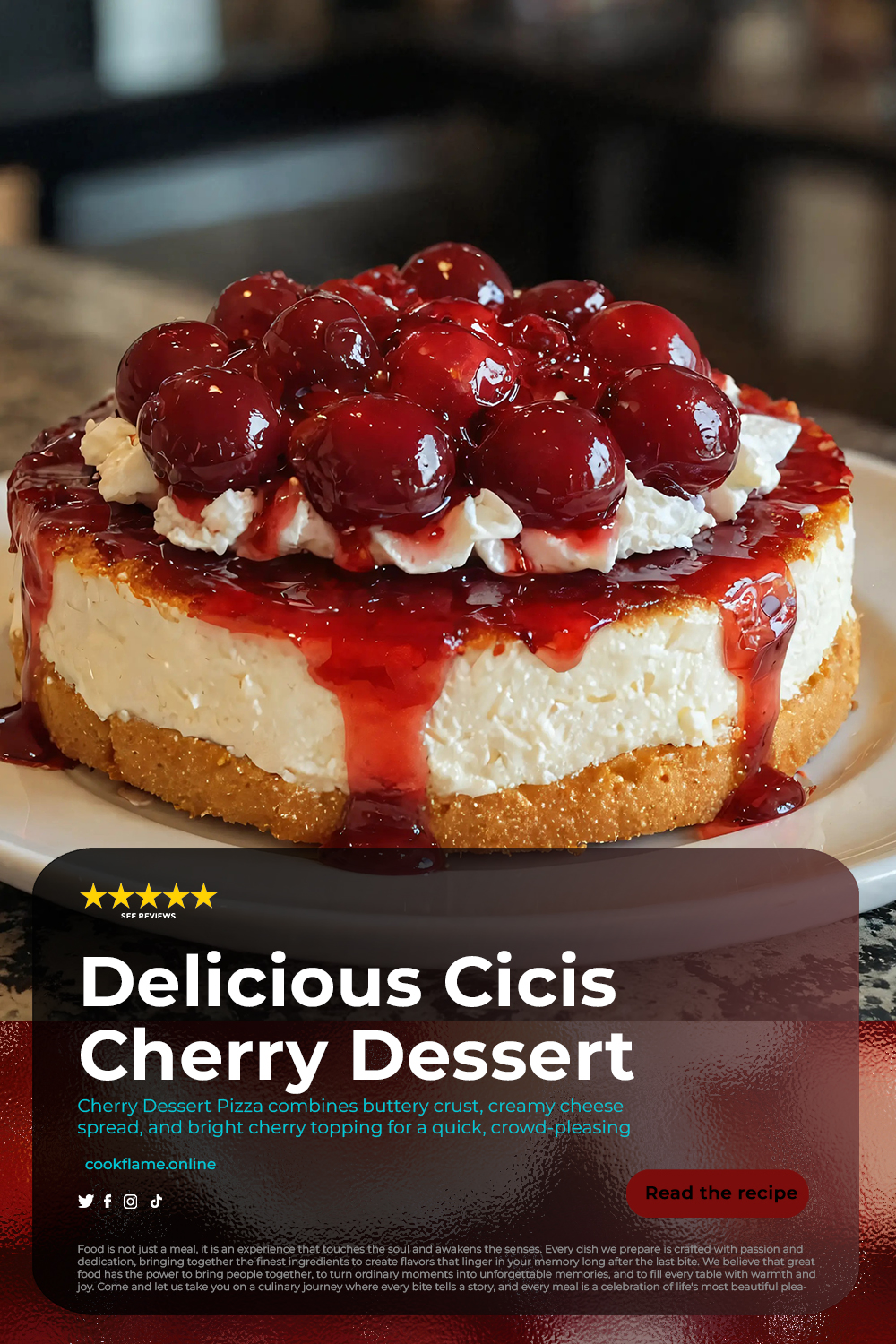 Delicious Cicis Cherry Dessert Pizza