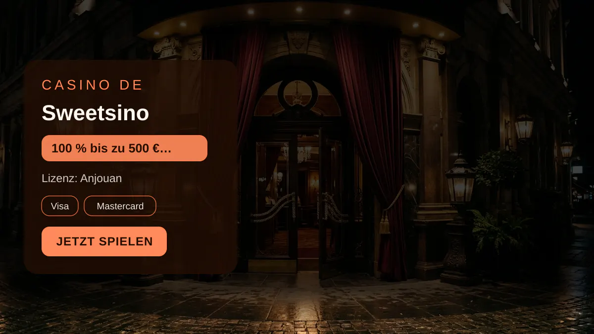 Sweetsino Casino — Willkommensbonus 100 % bis zu 500 € + 100 FS, Zahlungen: Visa, Mastercard, Skrill, Neteller, Klarna