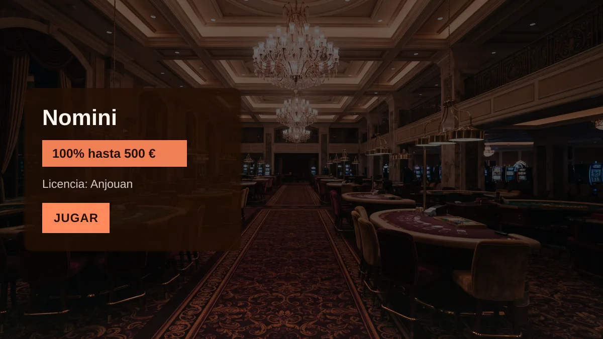 Nomini casino — bono de bienvenida 100% hasta 500 € + 200 FS, pagos: Visa, Mastercard, Skrill, Neteller, Paysafecard