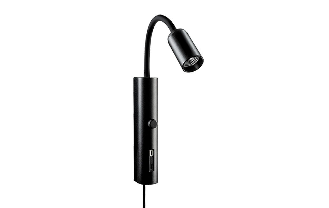 Applique Tube Wall LED 2700 K dimmable avec USB – Noir