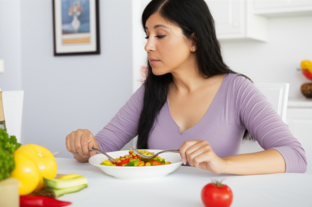 Woman looking frustrated with weight loss