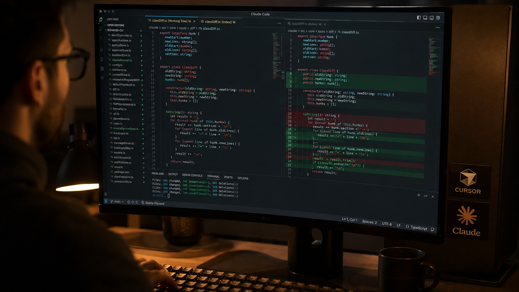 Cozy coding workspace with dark theme