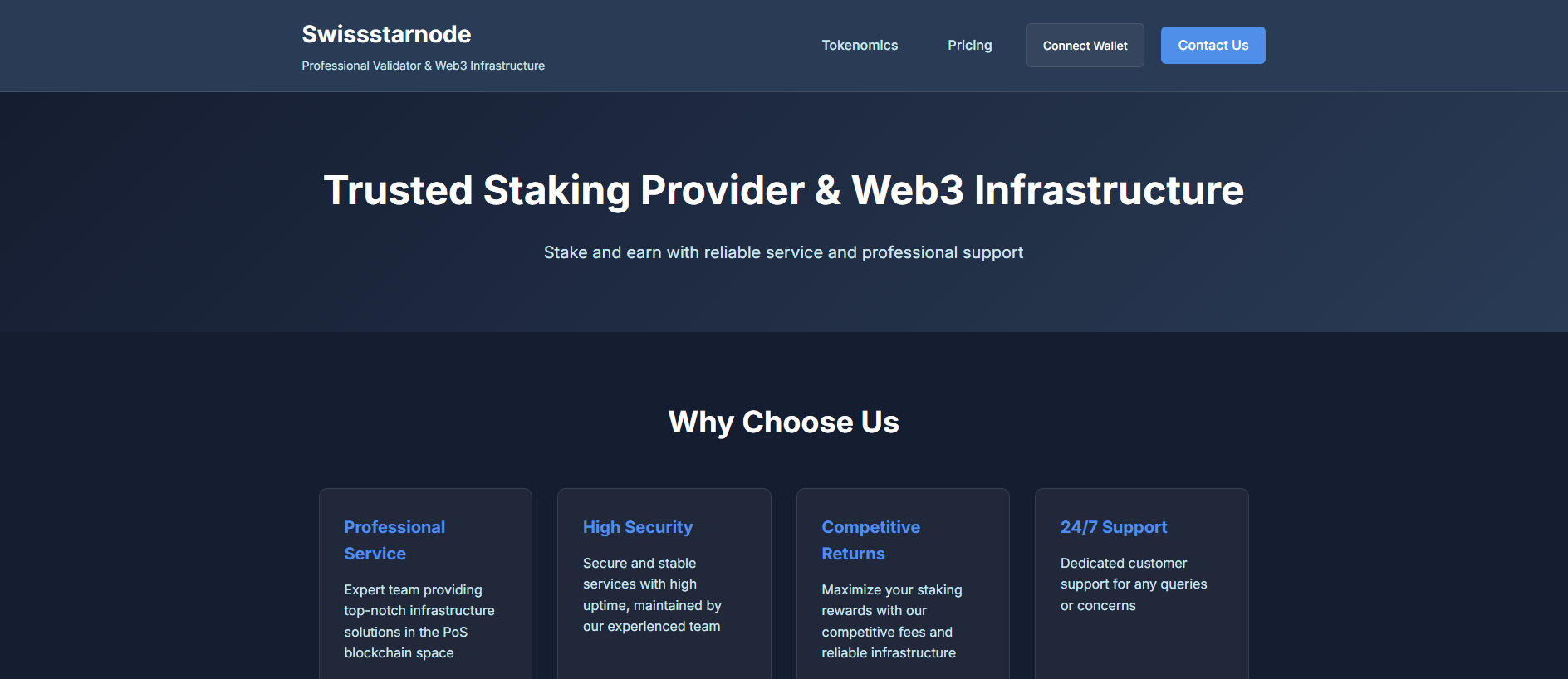Screenshot of swissstarnode.tech