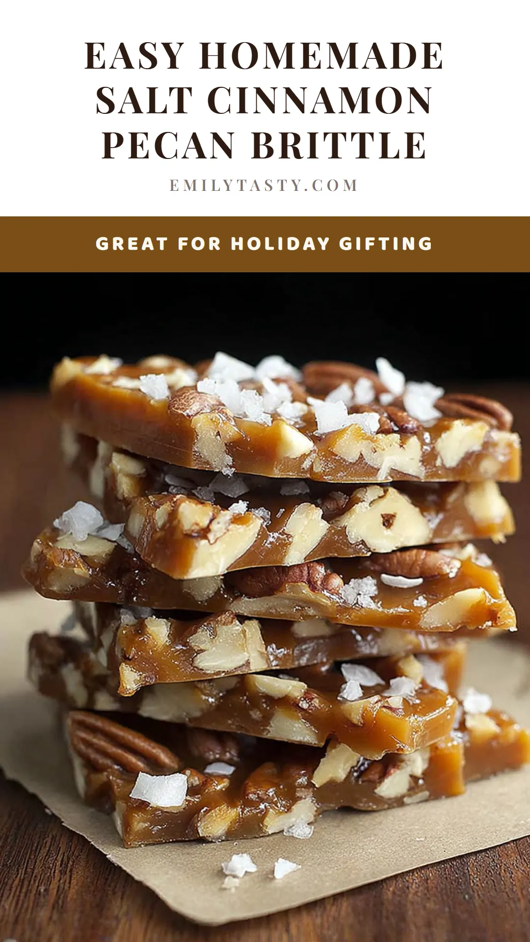 This easy homemade salted cinnamon pecan brittle is a delightful treat that everyone will love. Perfect for holiday gifting or as a sweet snack, this recipe is both quick and simple, allowing you to whip up a batch in no time. With its crunchy texture and sweet, spicy flavor, it's sure to impress friends and family alike. Discover how to make this irresistible brittle with just a few ingredients. Click to see the full recipe.