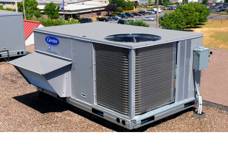 Commercial HVAC technician on site