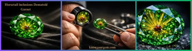 Demantoid garnet and diamond ring in fine jewelry setting