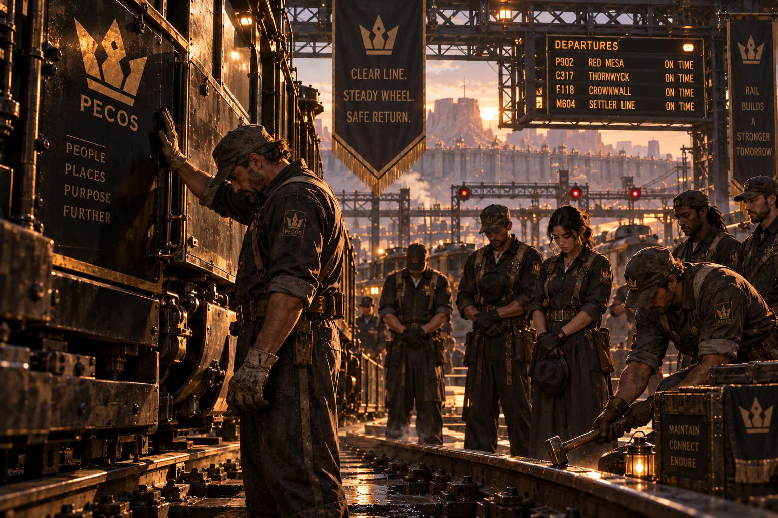 Rail workers performing a traditional Pecos rail blessing before departure
