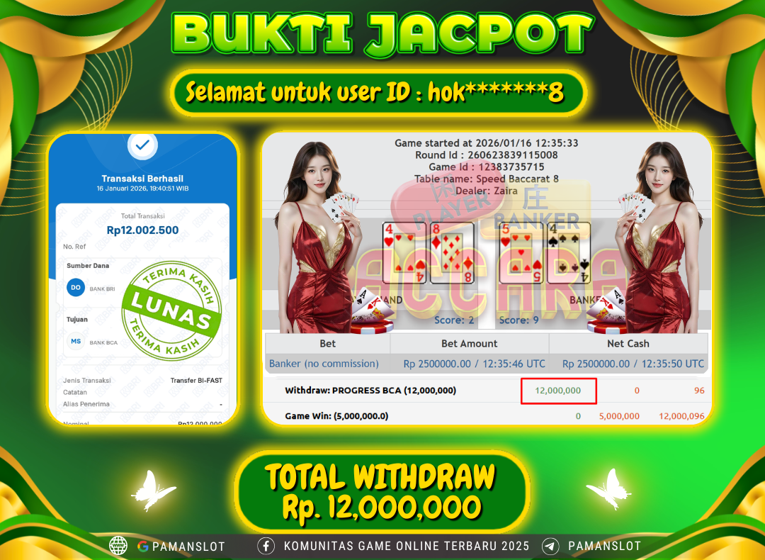 PAMANSLOT JACKPOT Game Live Games PP-Baccarat Rp.12,000,000- LUNAS