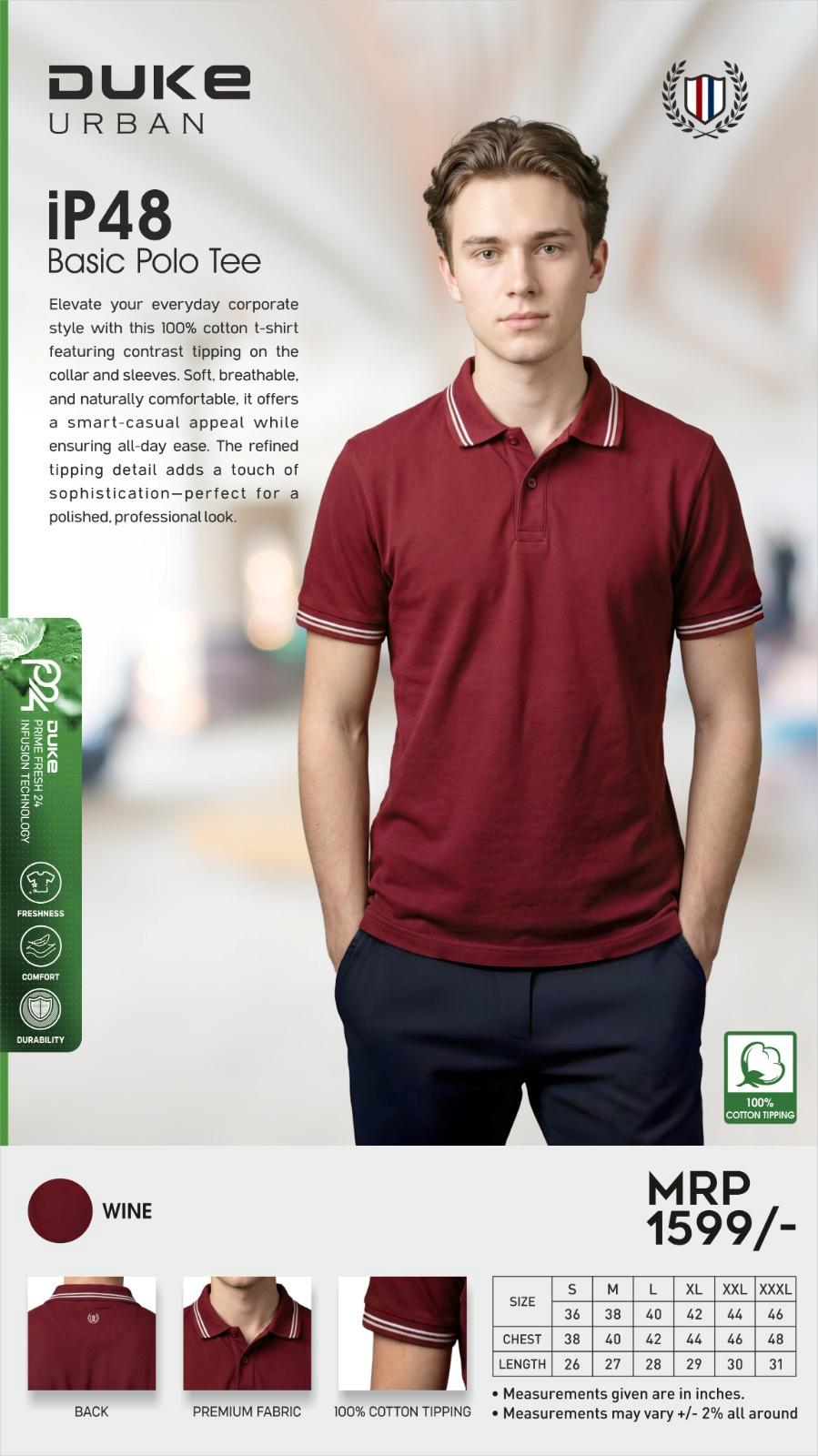 Duke iP48 Basic Polo Tee - Wine