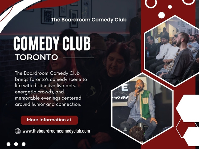 A Comedy club Toronto night is therefore more than watching someone tell jokes. It is being present while the jokes, reactions and little surprises unfold for real.

The Boardroom Comedy Club Toronto
Address:1350 St Clair Ave W, Toronto, ON M6E 1C4, Canada
Phone: +14168348654

Find us on Google Map: https://maps.app.goo.gl/vtnh9Yb8t34dWcRn7

Read Our Blog:
https://boardroomcomedyclub.wixsite.com/boardroomcomedyclub/post/comedy-show-toronto
https://theboardroomcomedyclub.mystrikingly.com/blog/comedy-club-toronto
https://theboardroomcomedyclub.weebly.com/blog/stand-up-comedy-toronto

More Links:
https://heylink.me/theboardroomcomedyclub
https://gravatar.com/theboardroomcomedyclub
https://peatix.com/user/29595155/view