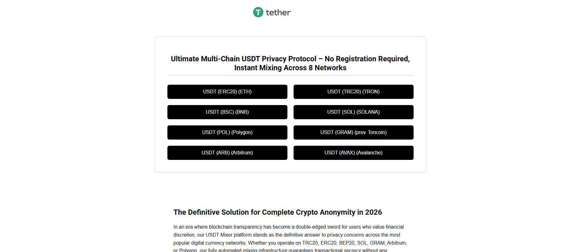 Stored capture of usdt-mixers.com