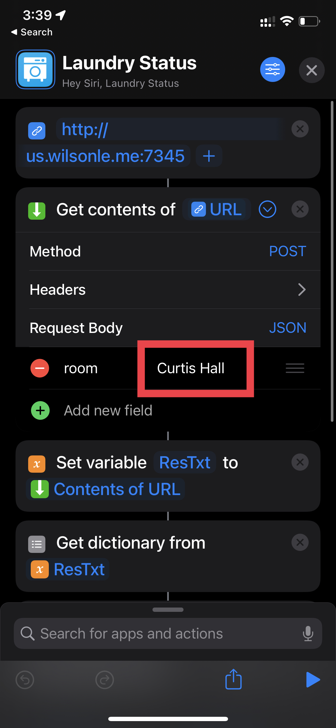 How to change the hall you want to get status of