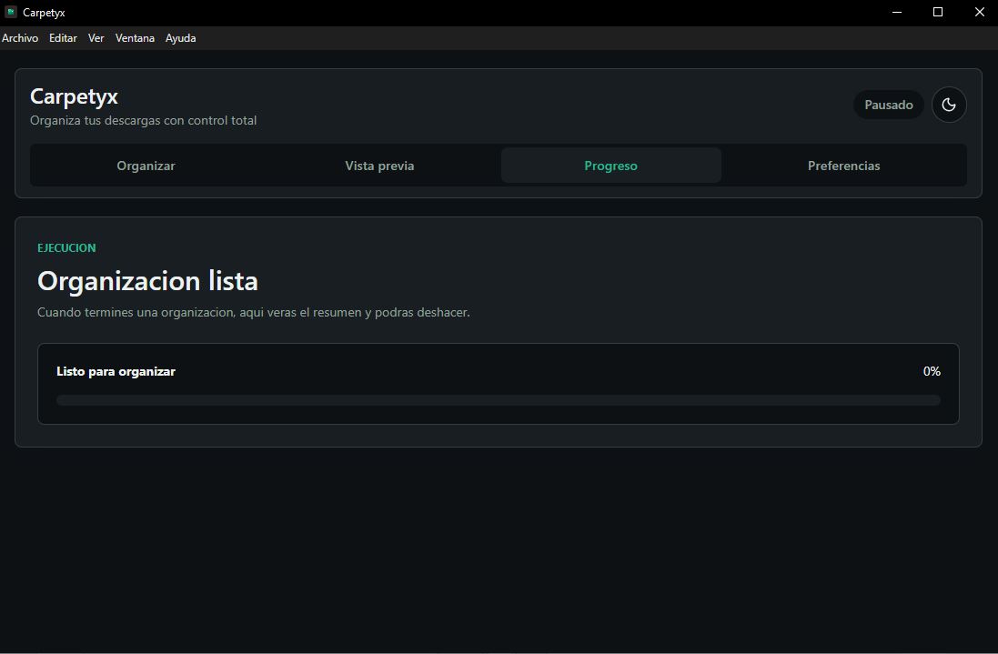 Vista de configuración de Carpetyx