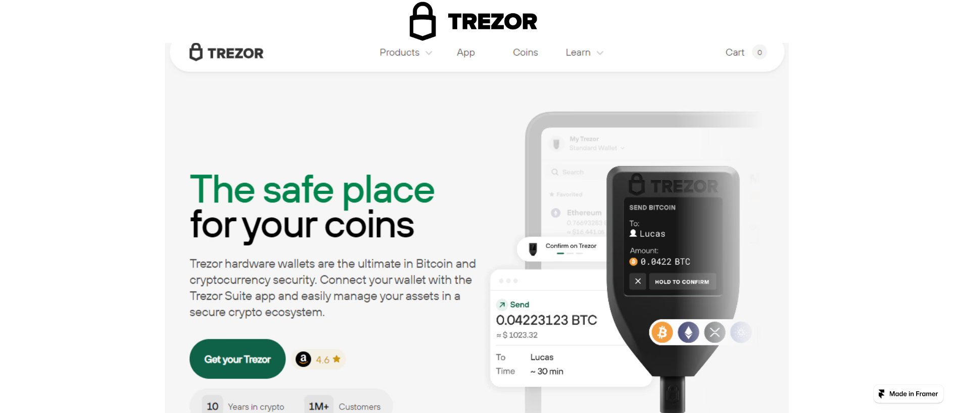 Forensic screenshot of begin-io-trazar.framer.ai showing the phishing page layout