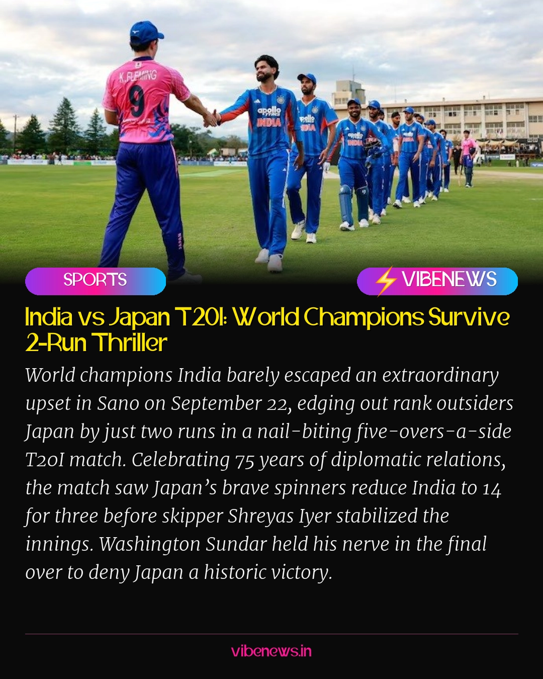 India vs Japan T20I: World Champions Survive 2-Run Thriller