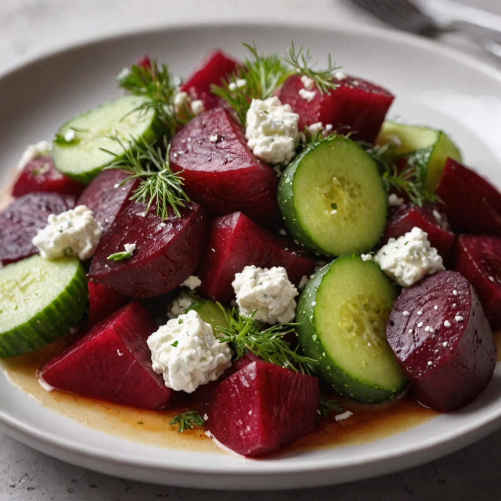 Beet Salad with Feta, Cucumbers, and Dill for Bright Flavors!