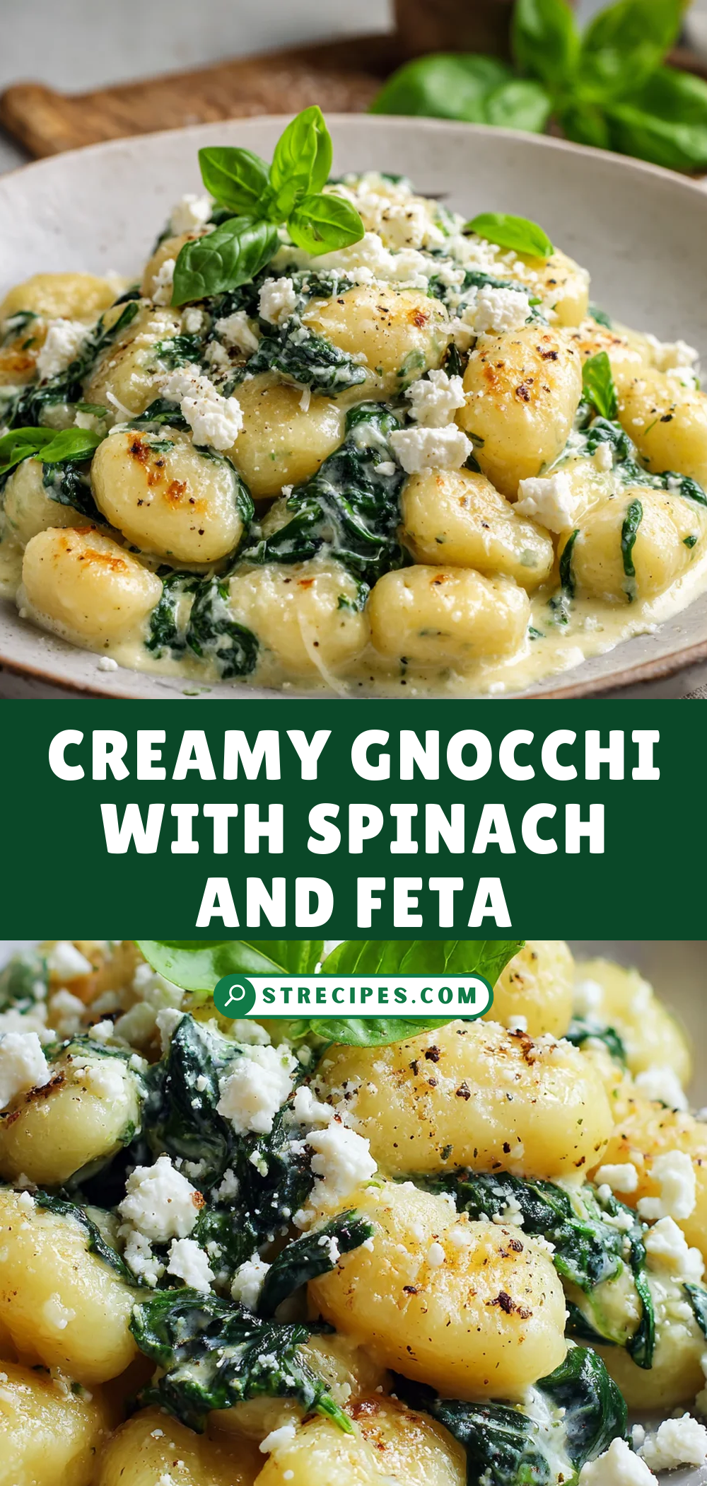 Creamy Gnocchi with Spinach and Feta — homemade Creamy Gnocchi with recipe