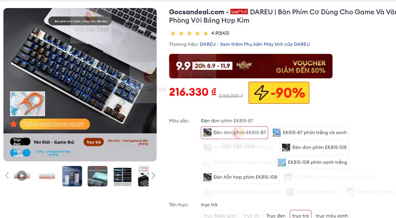 DAREU | Bàn Phím Cơ Dùng Cho Game Và Văn Phòng Với Bảng Hợp Kim