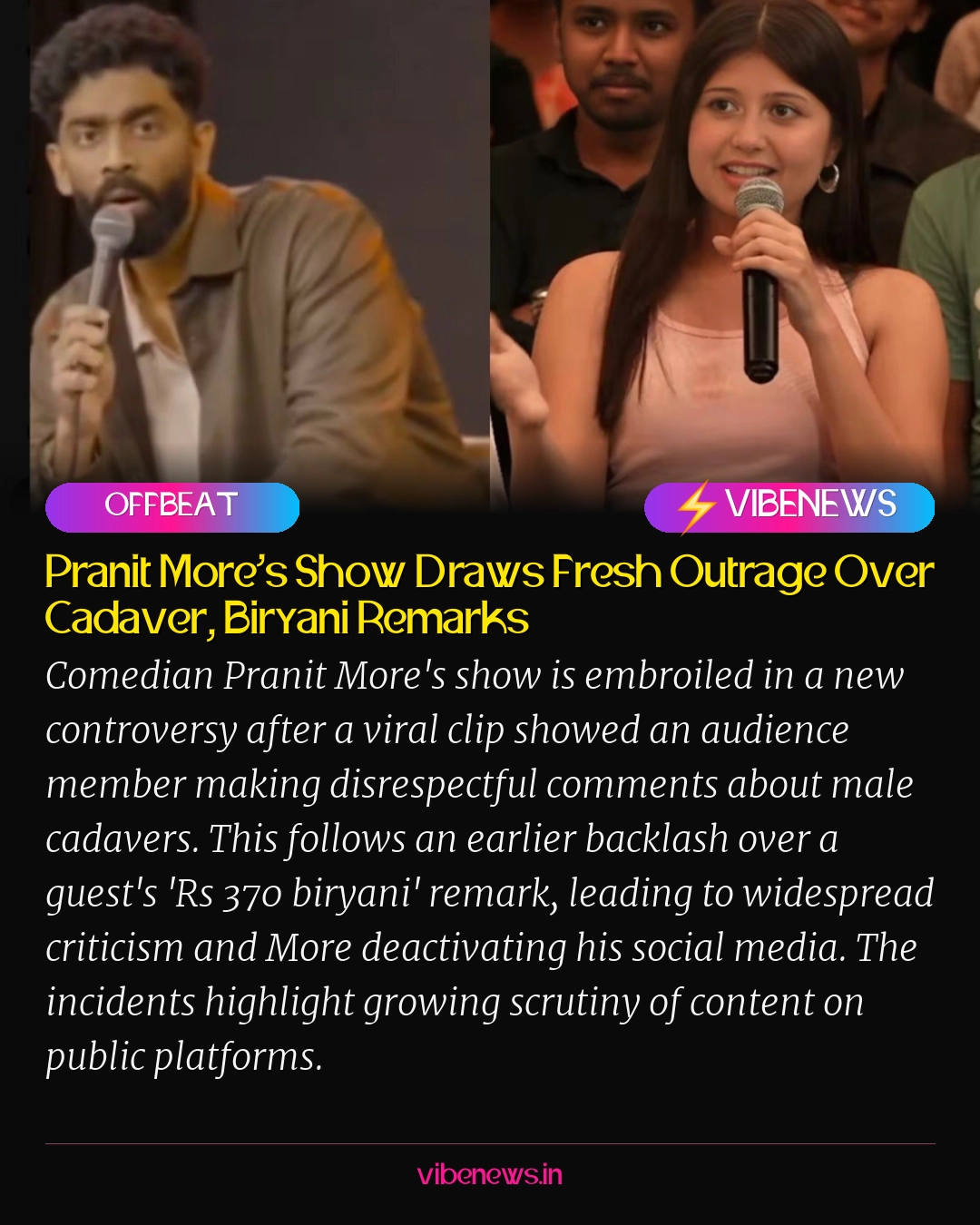 Pranit More's Show Draws Fresh Outrage Over Cadaver, Biryani Remarks