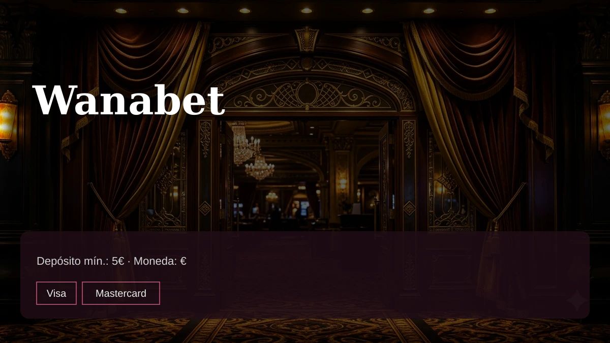 Wanabet casino — bono de bienvenida 100% hasta 600€, pagos: Visa, Mastercard, PayPal, Paysafecard, Trustly