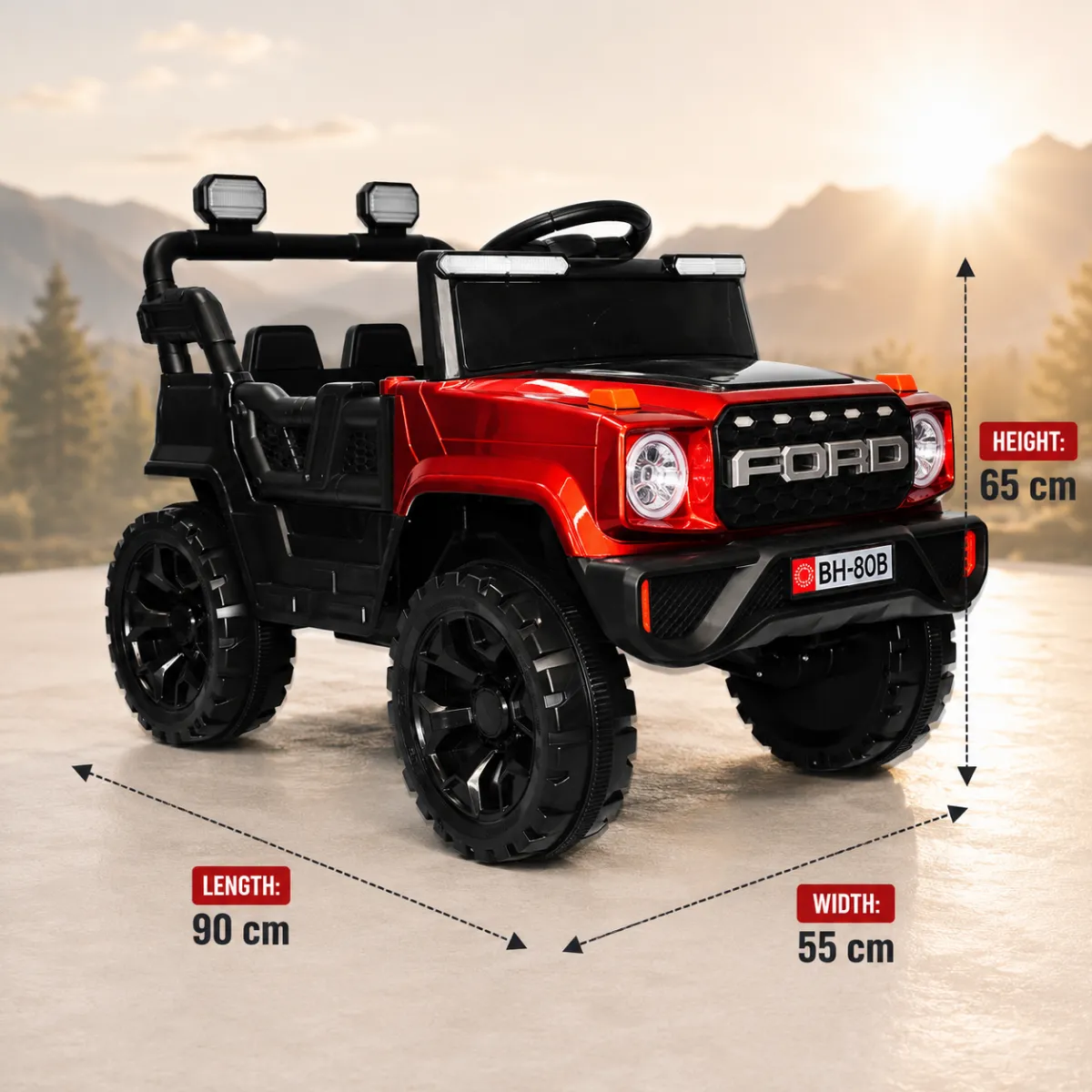80 B Operated Jeep for Kids with Parental Control | Kids Electric Battery Car with 4x4 Motors, RGB Lights & Music | Rechargeable Electric Ride on Toy Car for Kid 1 to 6 Years photo 2