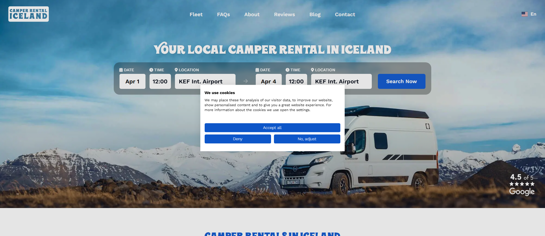 Stored capture of camperrentaliceland.com