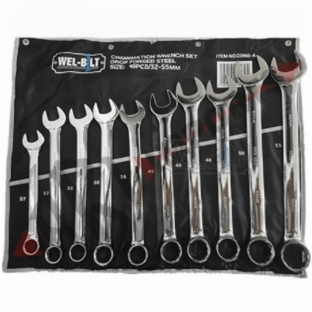 Metric Spanner Set, 10-Piece, Ring and Open End, Sizes 32-55mm