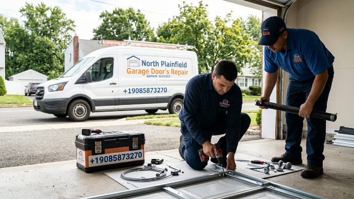 Garage door repair technicians at work in North Plainfield NJ