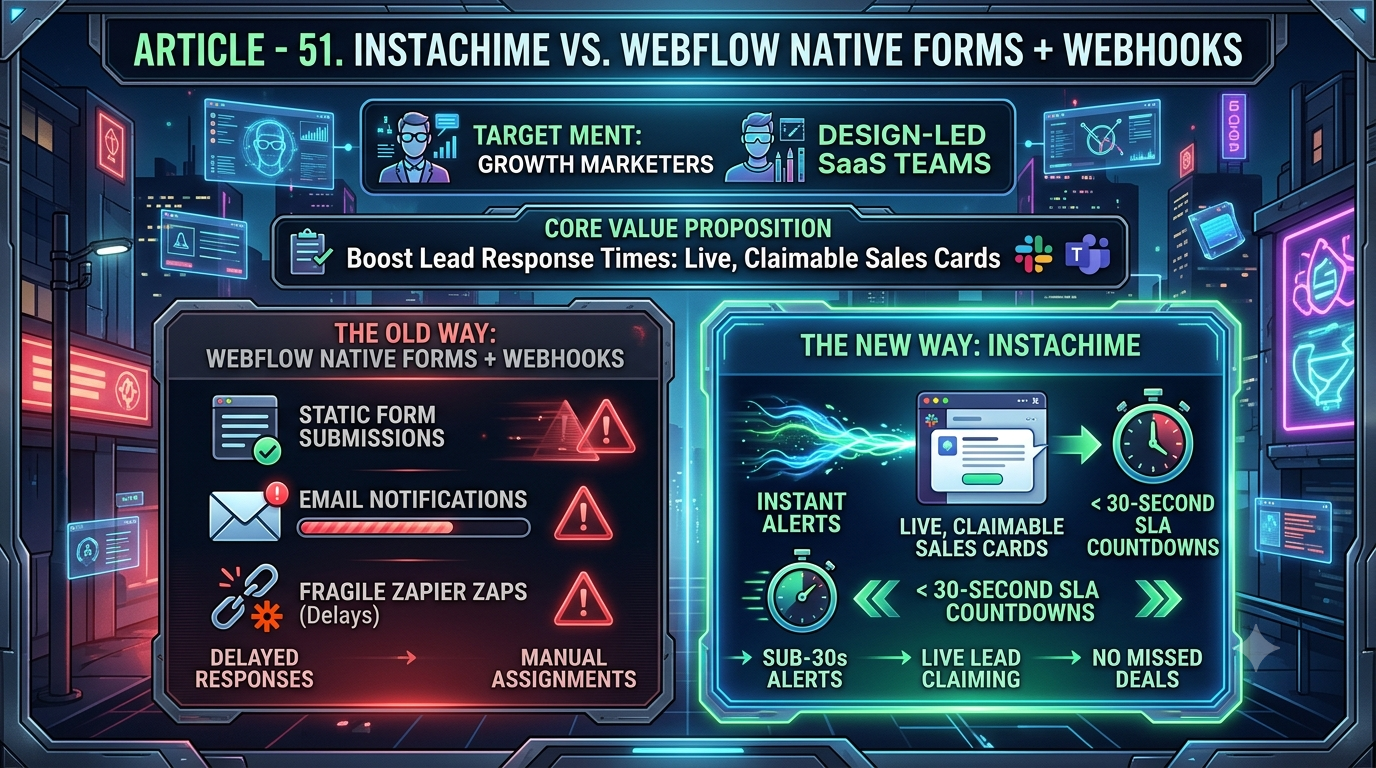 InstaChime vs. Webflow Native Forms + Webhooks: Faster Sales Alerts Without Middleware cover image