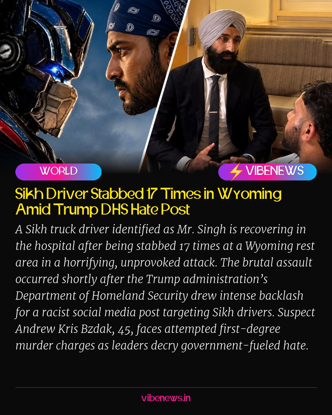 Sikh Driver Stabbed 17 Times in Wyoming Amid Trump DHS Hate Post