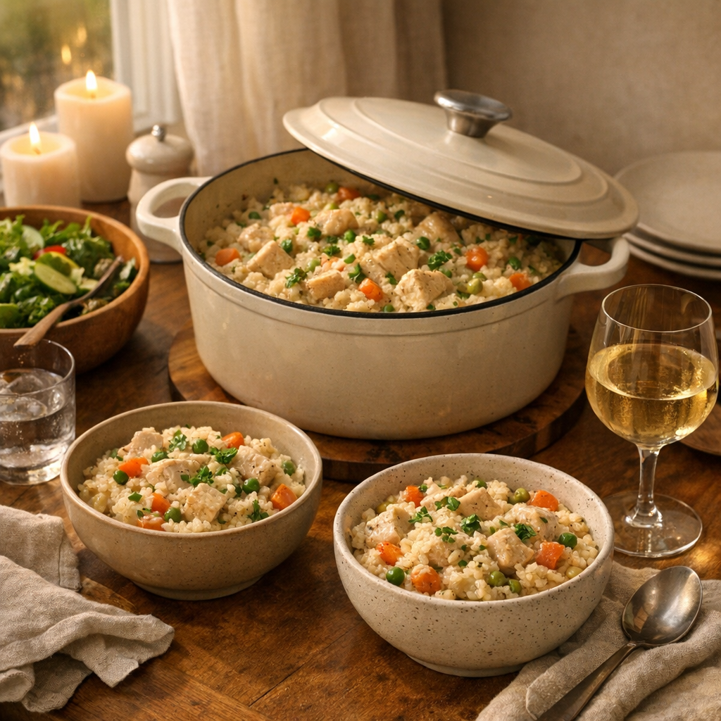 Creamy Chicken and Rice One Pot finished dish