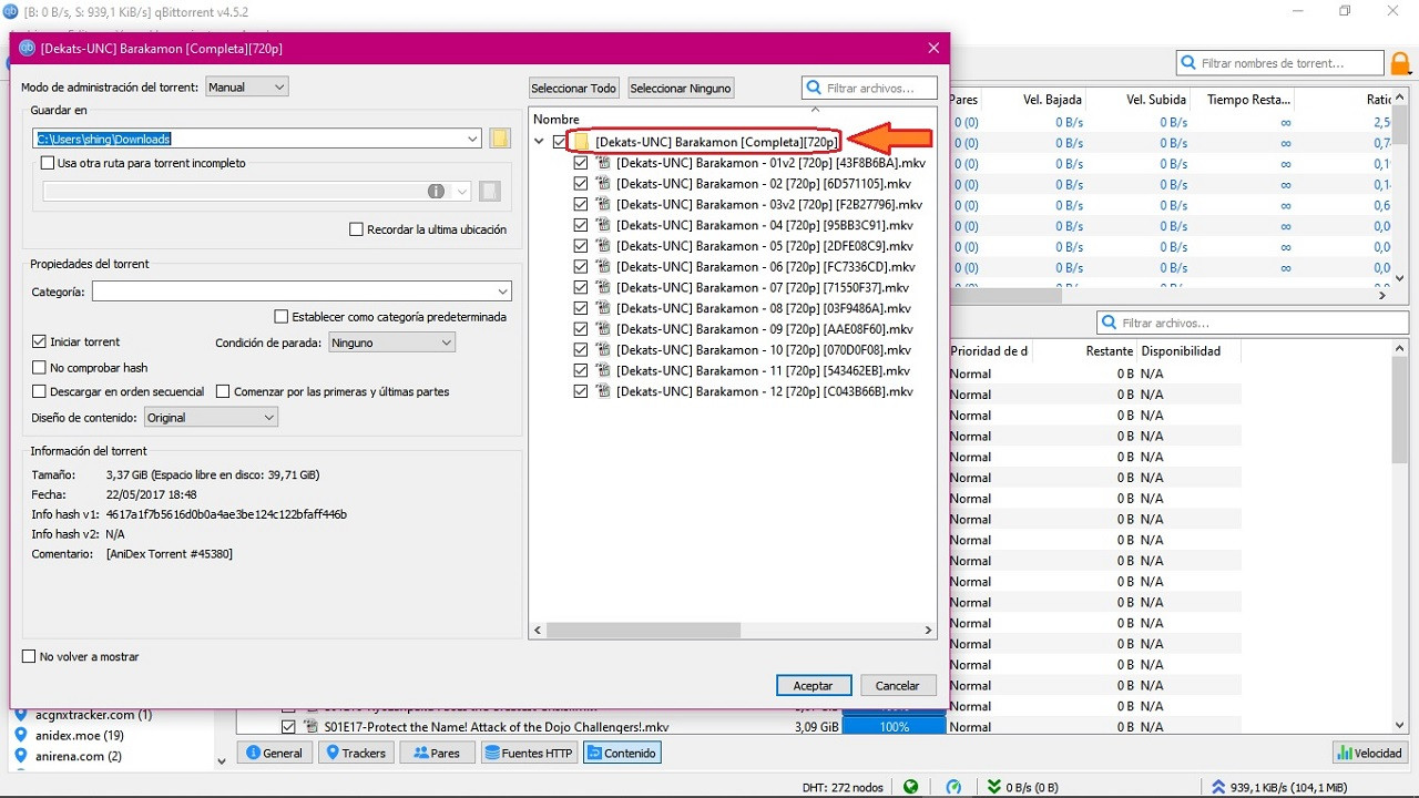 Compartir un torrent en Unión Fansub por primera vez (sin ser VIP) Captura