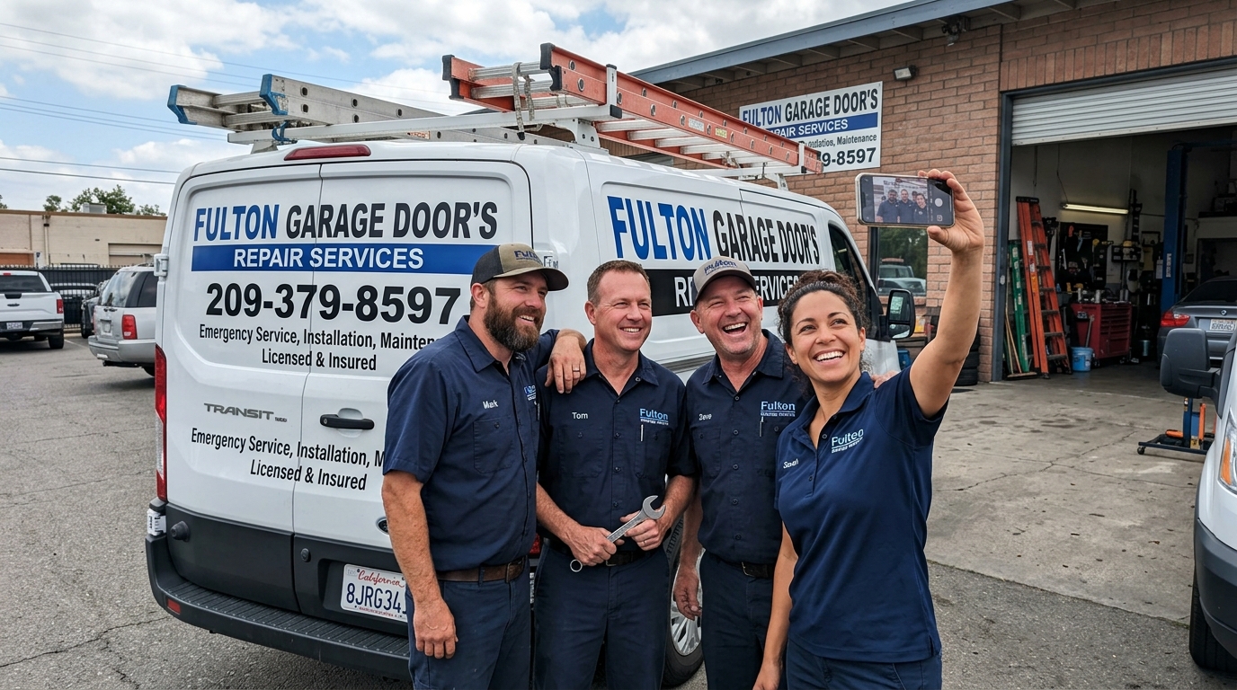 Garage door technician at work