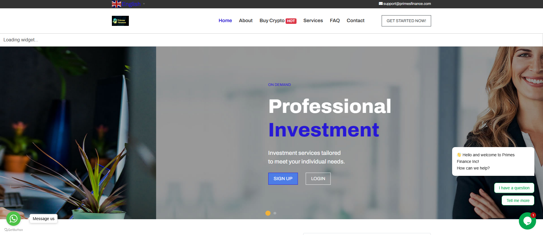 Screenshot of primesfinance.com