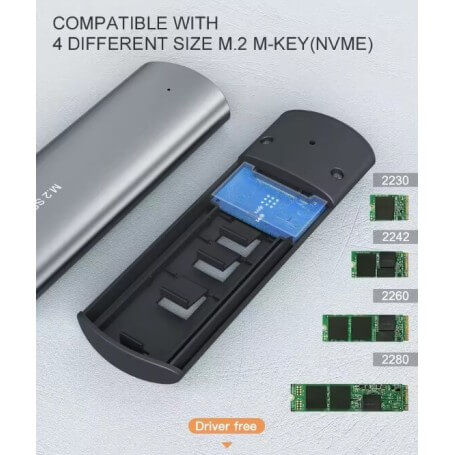 M.2 NVMe SSD Enclosure — USB-C, 10Gbps — 3
