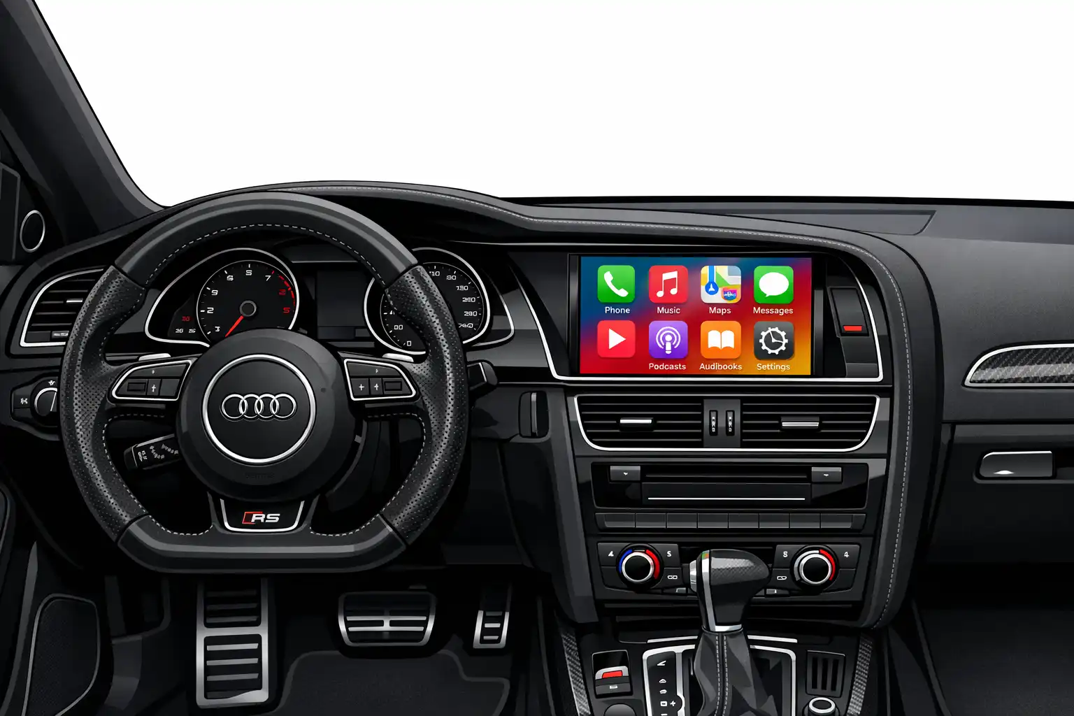 Intérieur Audi RS5 2015 avec MMI d’origine avant installation CarPlay